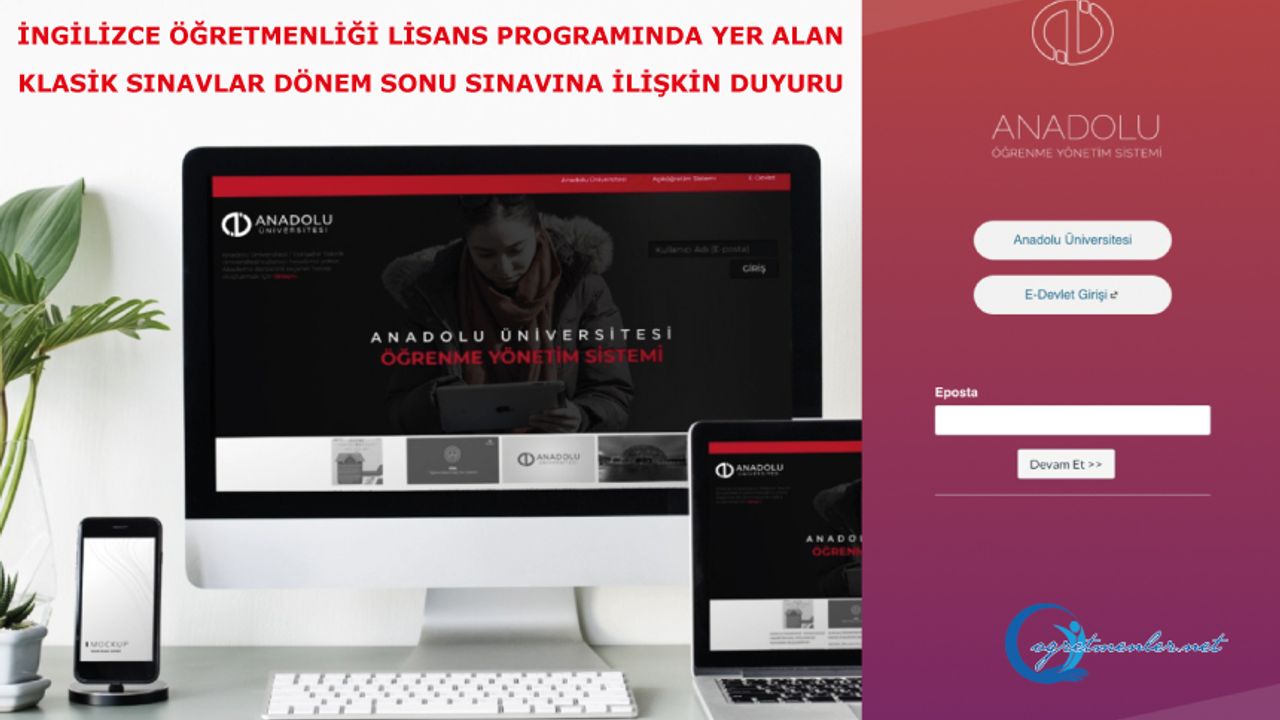 İngilizce Öğretmenliği Lisans Programında Yer Alan Klasik Sınavlar Dönem Sonu Sınavına İlişkin Duyuru