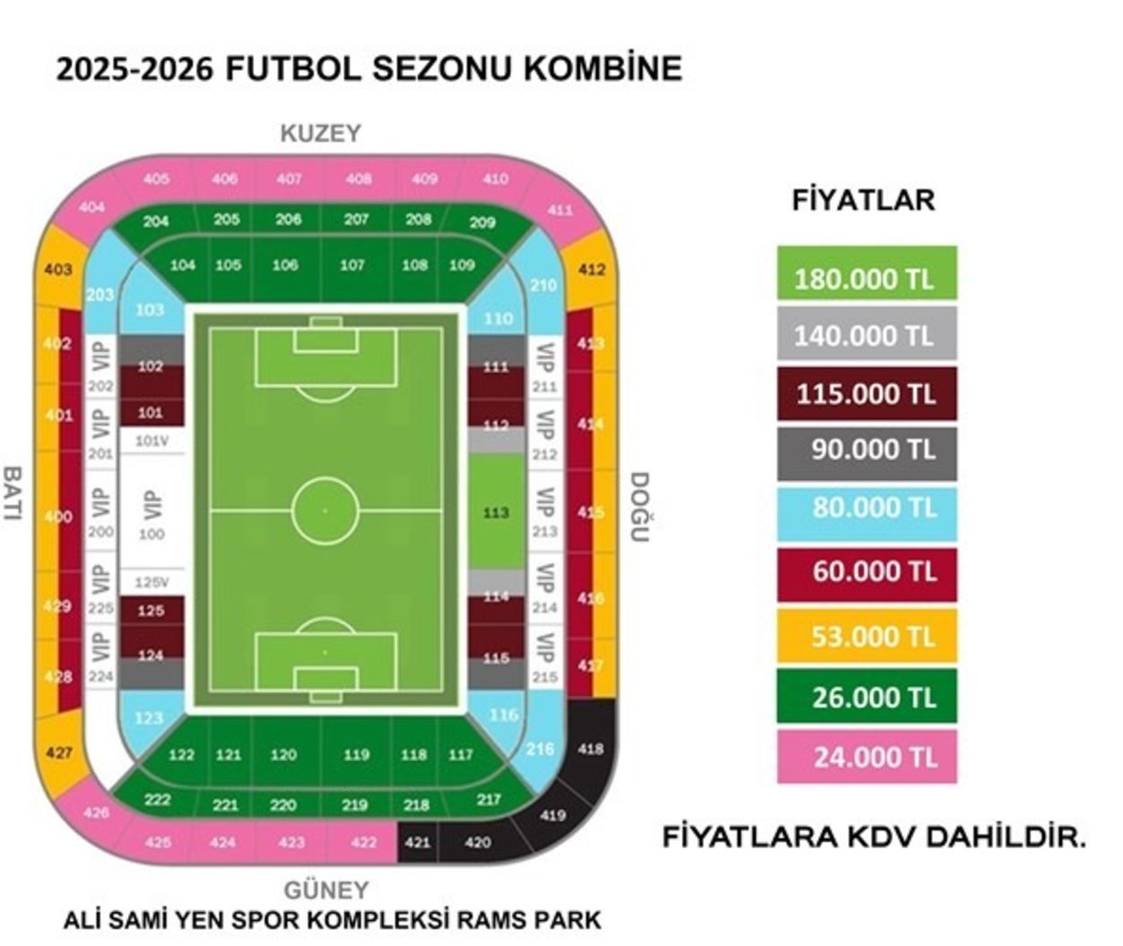 İşte yeni sezon kombine fiyatları!
