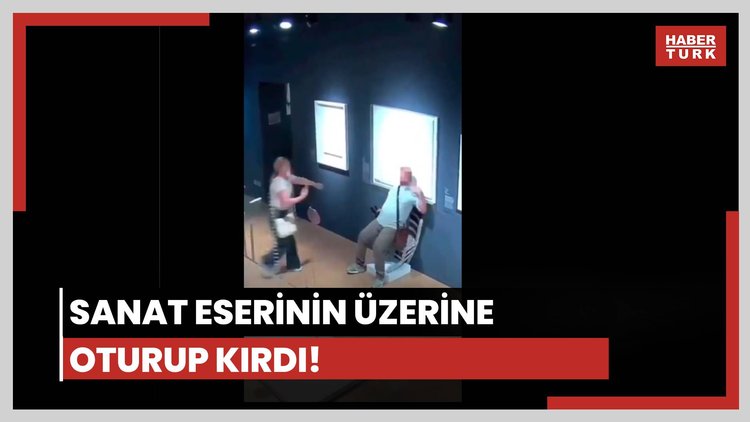 Sanat eserinin üzerine oturdu!