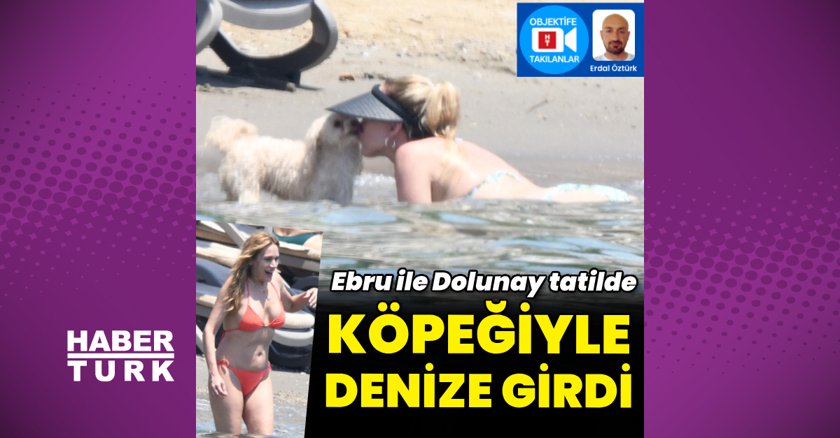 Denize köpeğiyle girdi